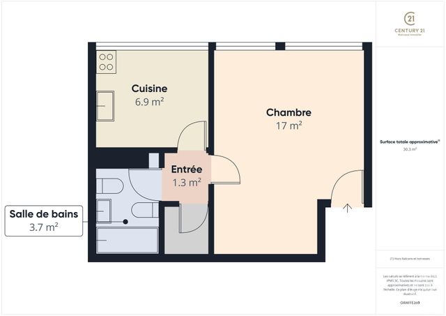Appartement F1 à vendre - 1 pièce - 30.46 m2 - RAMBOUILLET - 78 - ILE-DE-FRANCE - Century 21 Maitrejean Immobilier