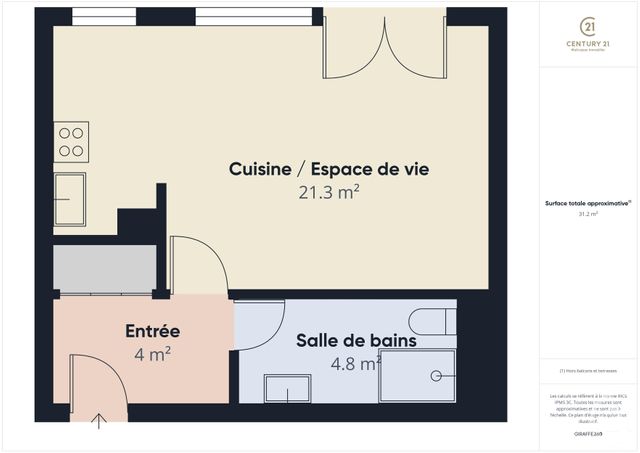 Appartement F1 à vendre - 1 pièce - 30.0 m2 - RAMBOUILLET - 78 - ILE-DE-FRANCE - Century 21 Maitrejean Immobilier