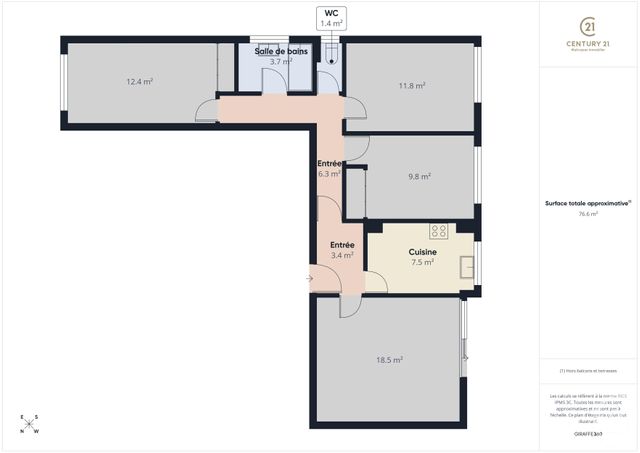 Appartement F4 à vendre - 4 pièces - 75.0 m2 - RAMBOUILLET - 78 - ILE-DE-FRANCE - Century 21 Maitrejean Immobilier