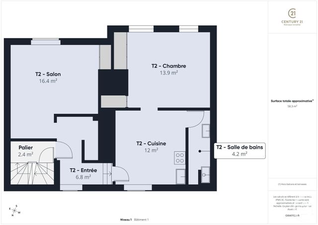 Appartement F3 à vendre - 3 pièces - 52.9 m2 - AUNEAU BLEURY ST SYMPHORIEN - 28 - CENTRE - Century 21 Maitrejean Immobilier