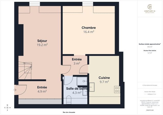 Appartement F3 à vendre - 3 pièces - 51.37 m2 - RAMBOUILLET - 78 - ILE-DE-FRANCE - Century 21 Maitrejean Immobilier