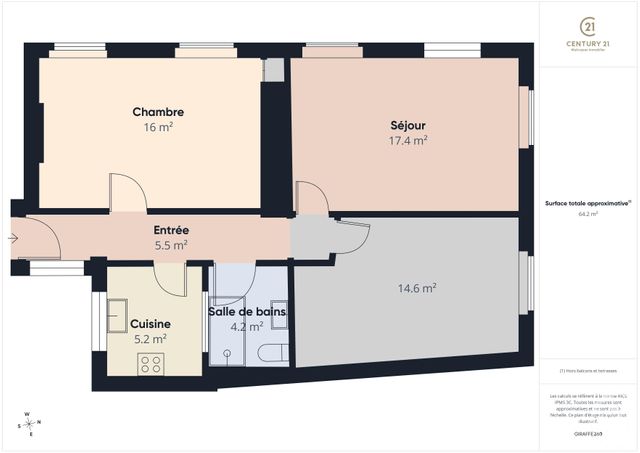 Appartement F3 à vendre - 3 pièces - 64.06 m2 - RAMBOUILLET - 78 - ILE-DE-FRANCE - Century 21 Maitrejean Immobilier